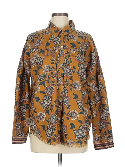 Pre-owned Zara Long Sleeve Blouse In Yellow