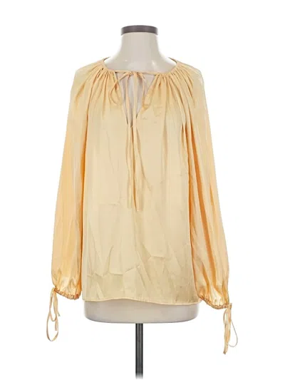 Pre-owned Zara Long Sleeve Blouse In Yellow