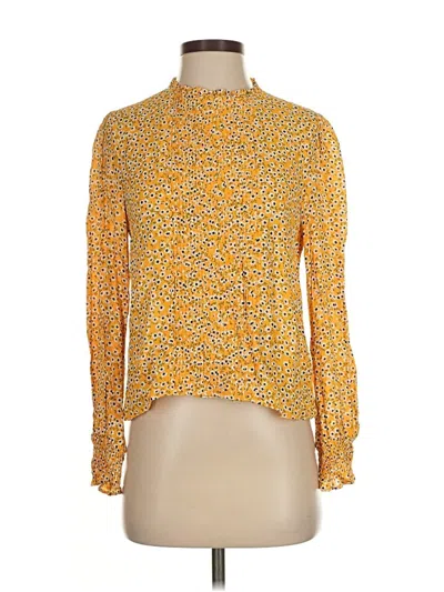 Pre-owned Zara Long Sleeve Blouse In Yellow