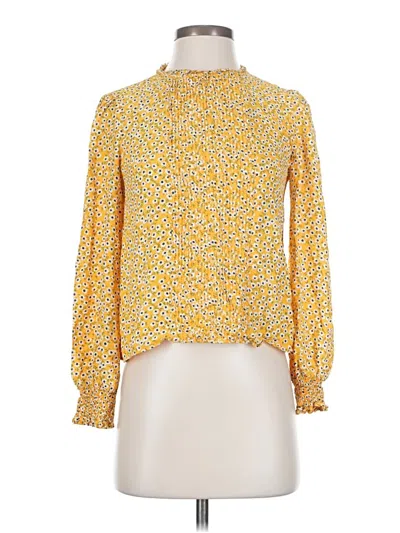 Pre-owned Zara Long Sleeve Blouse In Yellow