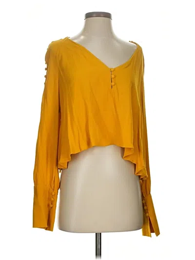 Pre-owned Zara Long Sleeve Blouse In Yellow