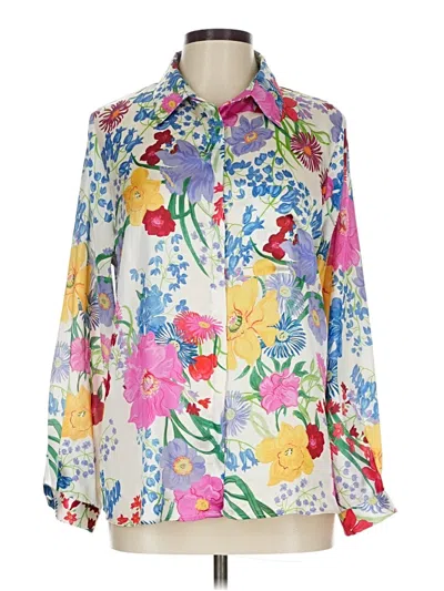 Pre-owned Zara Long Sleeve Blouse In Yellow