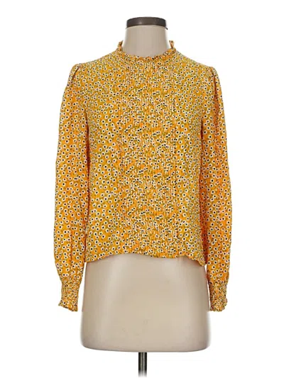 Pre-owned Zara Long Sleeve Blouse In Yellow