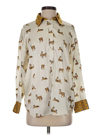 Pre-owned Zara Long Sleeve Blouse In Yellow