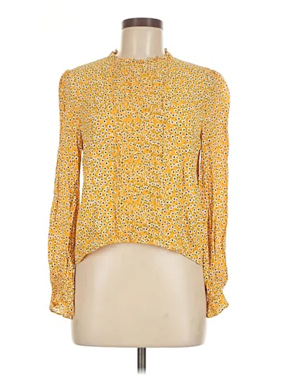 Pre-owned Zara Long Sleeve Blouse In Yellow