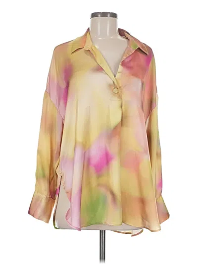 Pre-owned Zara Long Sleeve Blouse In Yellow