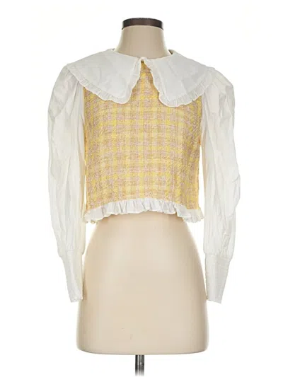 Pre-owned Zara Long Sleeve Blouse In Yellow