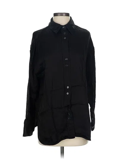 Pre-owned Zara Long Sleeve Button Down Shirt In Black