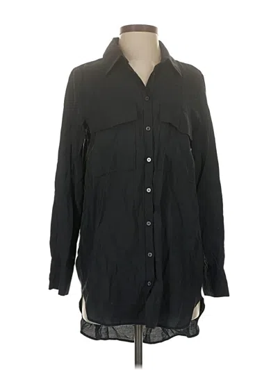 Pre-owned Zara Long Sleeve Button Down Shirt In Black