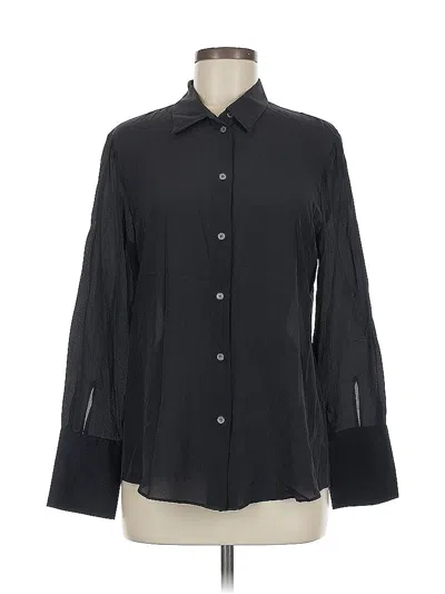 Pre-owned Zara Long Sleeve Button Down Shirt In Black