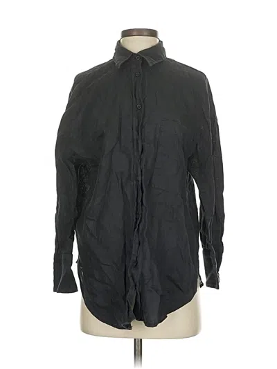 Pre-owned Zara Long Sleeve Button Down Shirt In Black