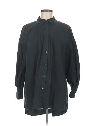 Pre-owned Zara Long Sleeve Button Down Shirt In Black