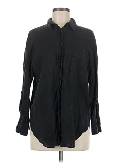 Pre-owned Zara Long Sleeve Button Down Shirt In Black