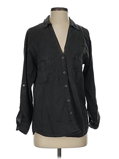 Pre-owned Zara Long Sleeve Button Down Shirt In Black