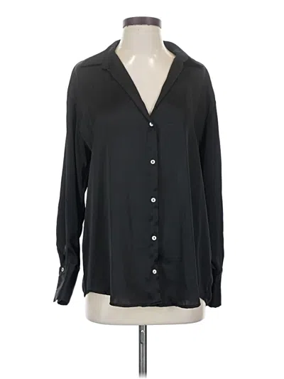 Pre-owned Zara Long Sleeve Button Down Shirt In Black