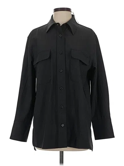 Pre-owned Zara Long Sleeve Button Down Shirt In Black