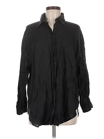 Pre-owned Zara Long Sleeve Button Down Shirt In Black