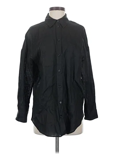 Pre-owned Zara Long Sleeve Button Down Shirt In Black