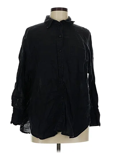 Pre-owned Zara Long Sleeve Button Down Shirt In Black