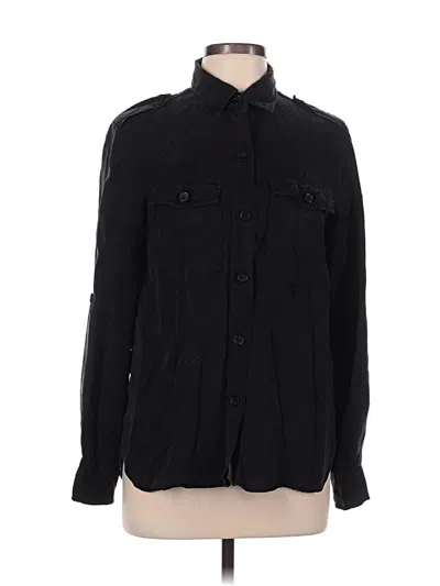 Pre-owned Zara Long Sleeve Button Down Shirt In Black