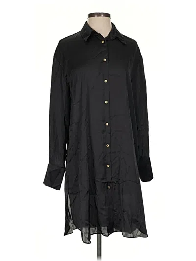 Pre-owned Zara Long Sleeve Button Down Shirt In Black