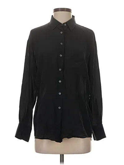 Pre-owned Zara Long Sleeve Button Down Shirt In Black