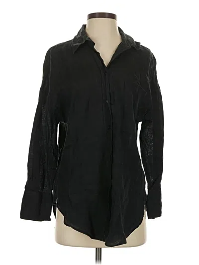 Pre-owned Zara Long Sleeve Button Down Shirt In Black