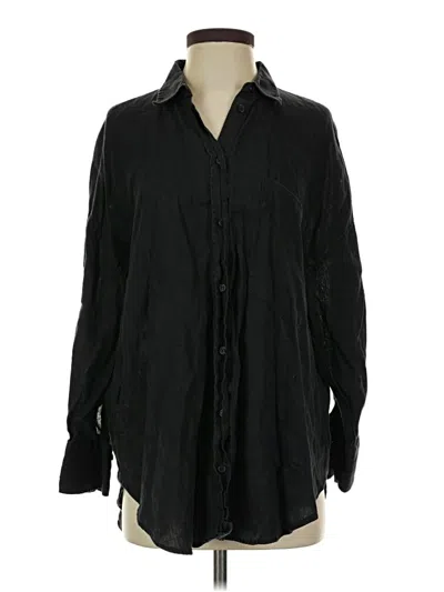 Pre-owned Zara Long Sleeve Button Down Shirt In Black