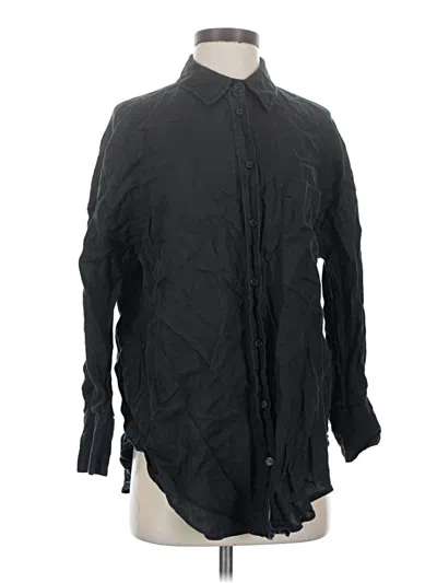 Pre-owned Zara Long Sleeve Button Down Shirt In Black