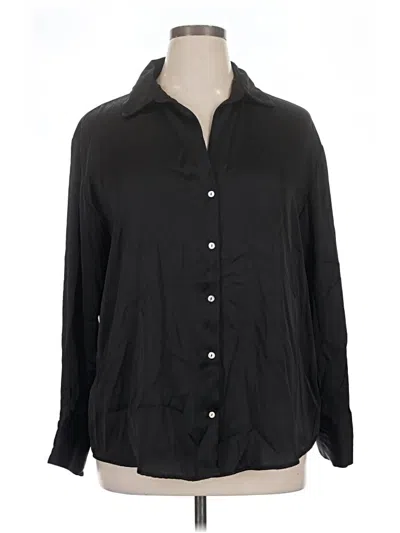 Pre-owned Zara Long Sleeve Button Down Shirt In Black