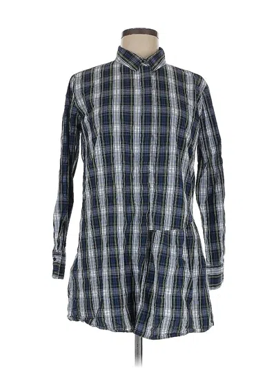 Pre-owned Zara Long Sleeve Button Down Shirt In Blue