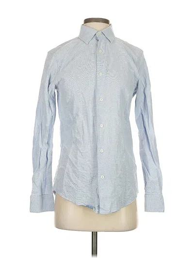 Pre-owned Zara Long Sleeve Button Down Shirt In Blue