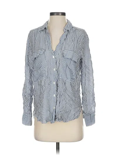 Pre-owned Zara Long Sleeve Button Down Shirt In Blue