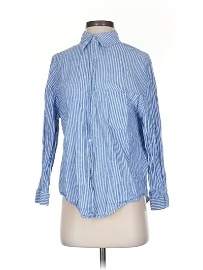 Pre-owned Zara Long Sleeve Button Down Shirt In Blue