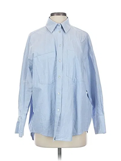Pre-owned Zara Long Sleeve Button Down Shirt In Blue