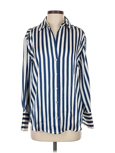 Pre-owned Zara Long Sleeve Button Down Shirt In Blue