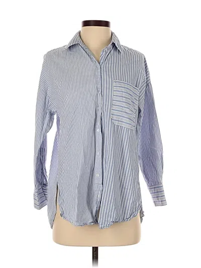 Pre-owned Zara Long Sleeve Button Down Shirt In Blue