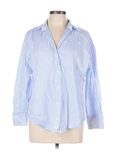 Pre-owned Zara Long Sleeve Button Down Shirt In Blue