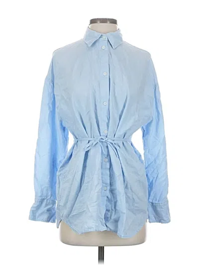 Pre-owned Zara Long Sleeve Button Down Shirt In Blue