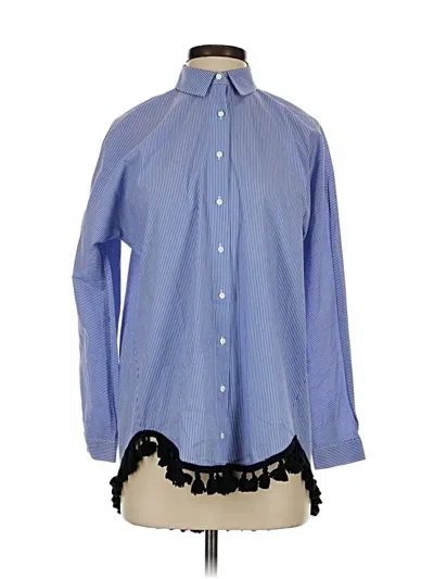 Pre-owned Zara Long Sleeve Button Down Shirt In Blue