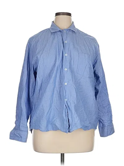 Pre-owned Zara Long Sleeve Button Down Shirt In Blue