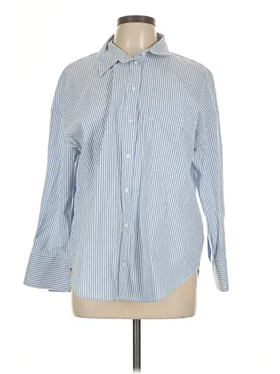 Pre-owned Zara Long Sleeve Button Down Shirt In Blue