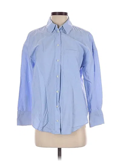 Pre-owned Zara Long Sleeve Button Down Shirt In Blue