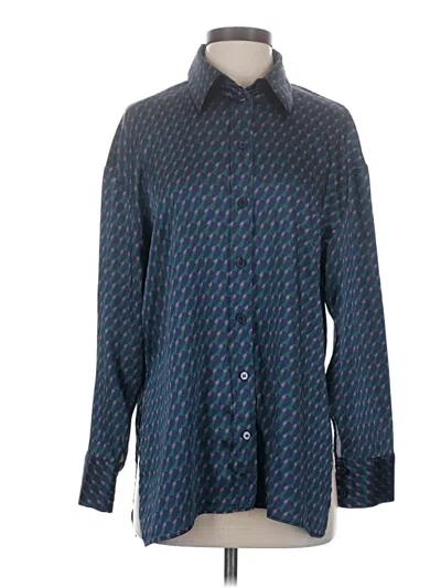 Pre-owned Zara Long Sleeve Button Down Shirt In Blue