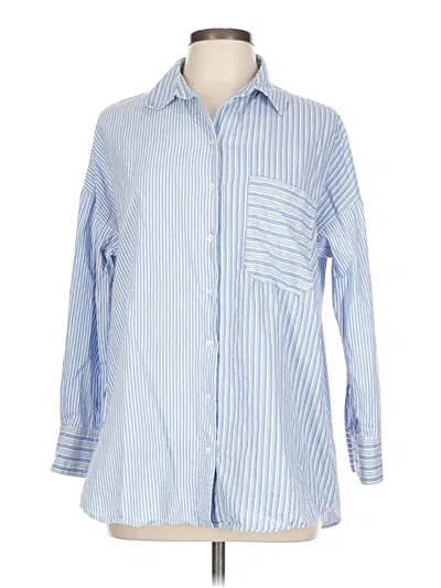 Pre-owned Zara Long Sleeve Button Down Shirt In Blue