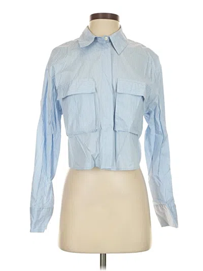 Pre-owned Zara Long Sleeve Button Down Shirt In Blue