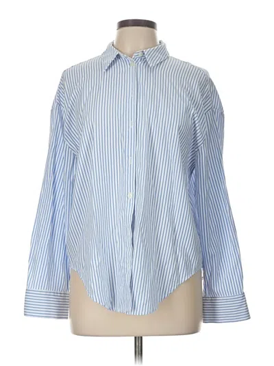 Pre-owned Zara Long Sleeve Button Down Shirt In Blue
