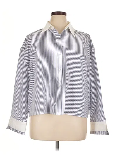 Zara Long Sleeve Button Down Shirt In Blue