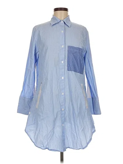 Pre-owned Zara Long Sleeve Button Down Shirt In Blue