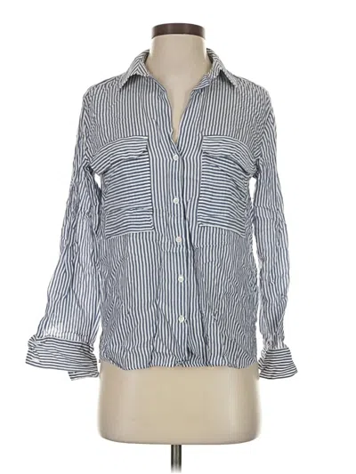 Pre-owned Zara Long Sleeve Button Down Shirt In Blue